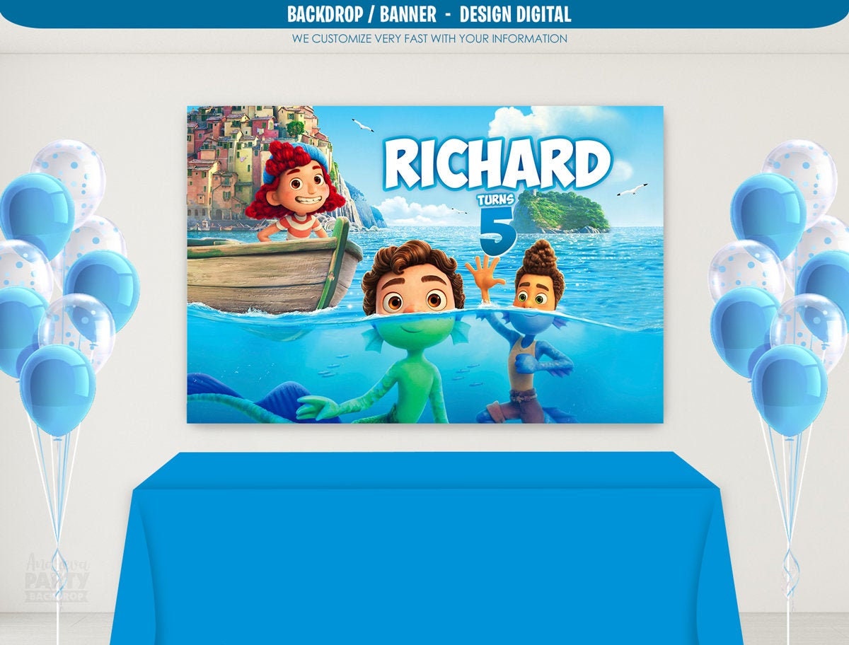 Luca Birthday Backdrop Luca Birthday Decoration Luca Etsy UK