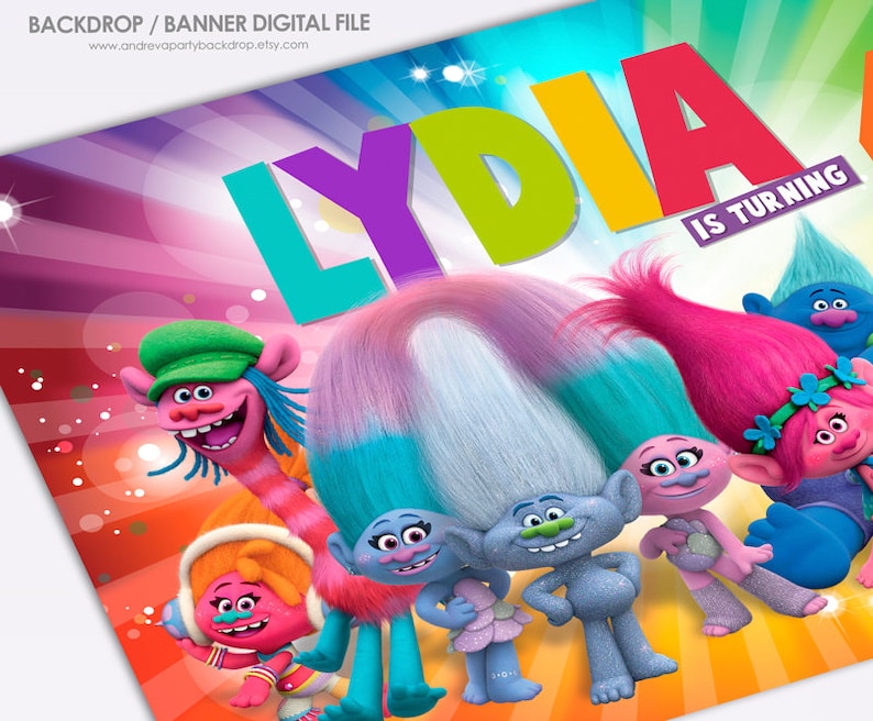Trolls Birthday Banner Printable Trolls Party Trolls Banner - Etsy