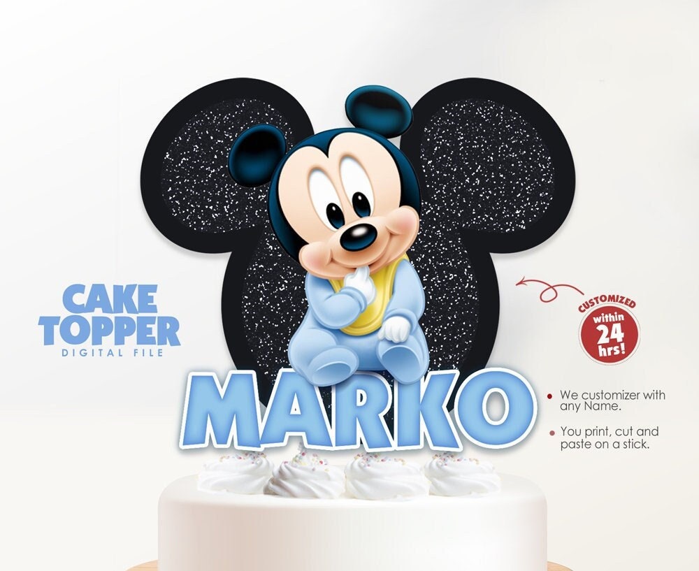 Printable Mickey Mouse Birthday Cake Topper. Custom Name & Age -   Portugal