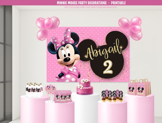 Vergoeding rand Minder dan Minnie Mouse Verjaardag Decoraties Achtergrond Minnie Mouse - Etsy België