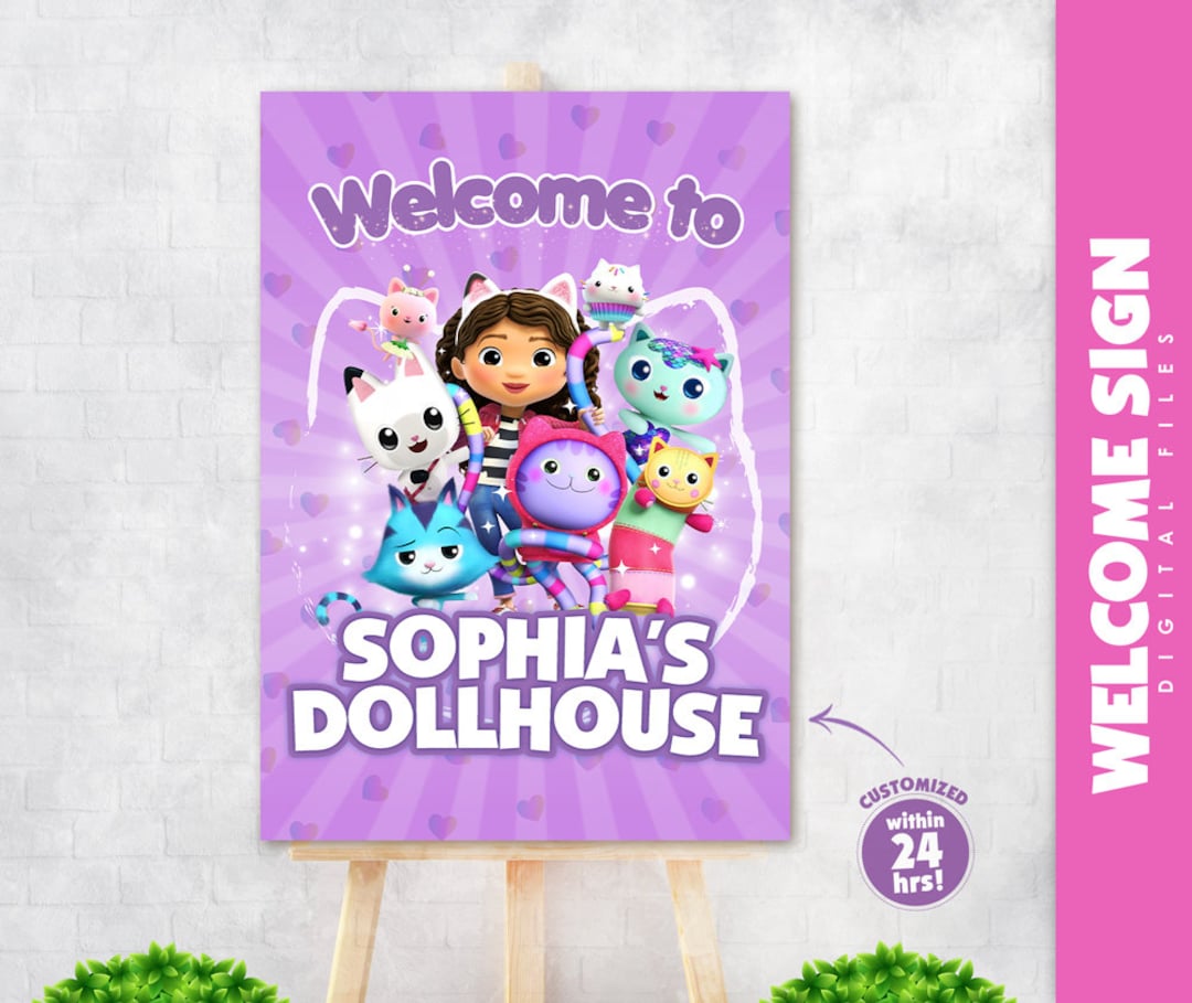 Gabby Dollhouse Sign Design, Gabby Custom Banner, Personalized