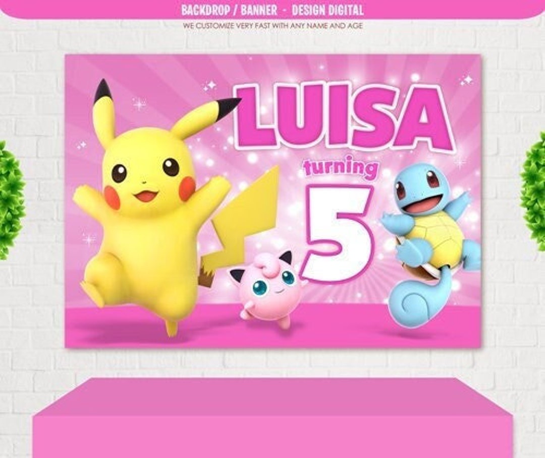Pikachu Backdrop Design Pokemon Custom Banner Personalized - Etsy