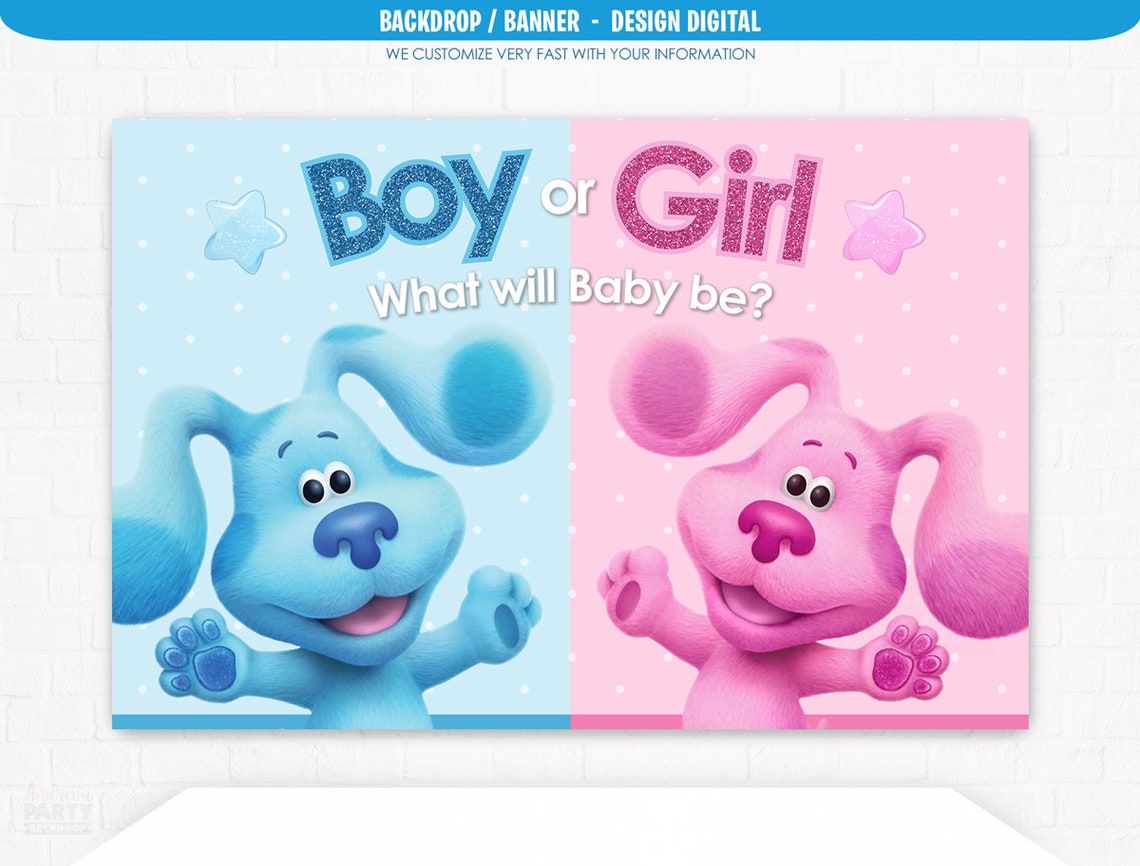 Blues Clues Gender Reveal Backdrop Blues Clues Party Supplies Etsy