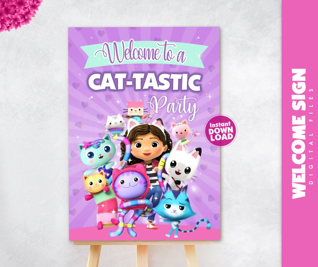 Sign Gabby Dollhouse Birthday Party, Printable Digital Download