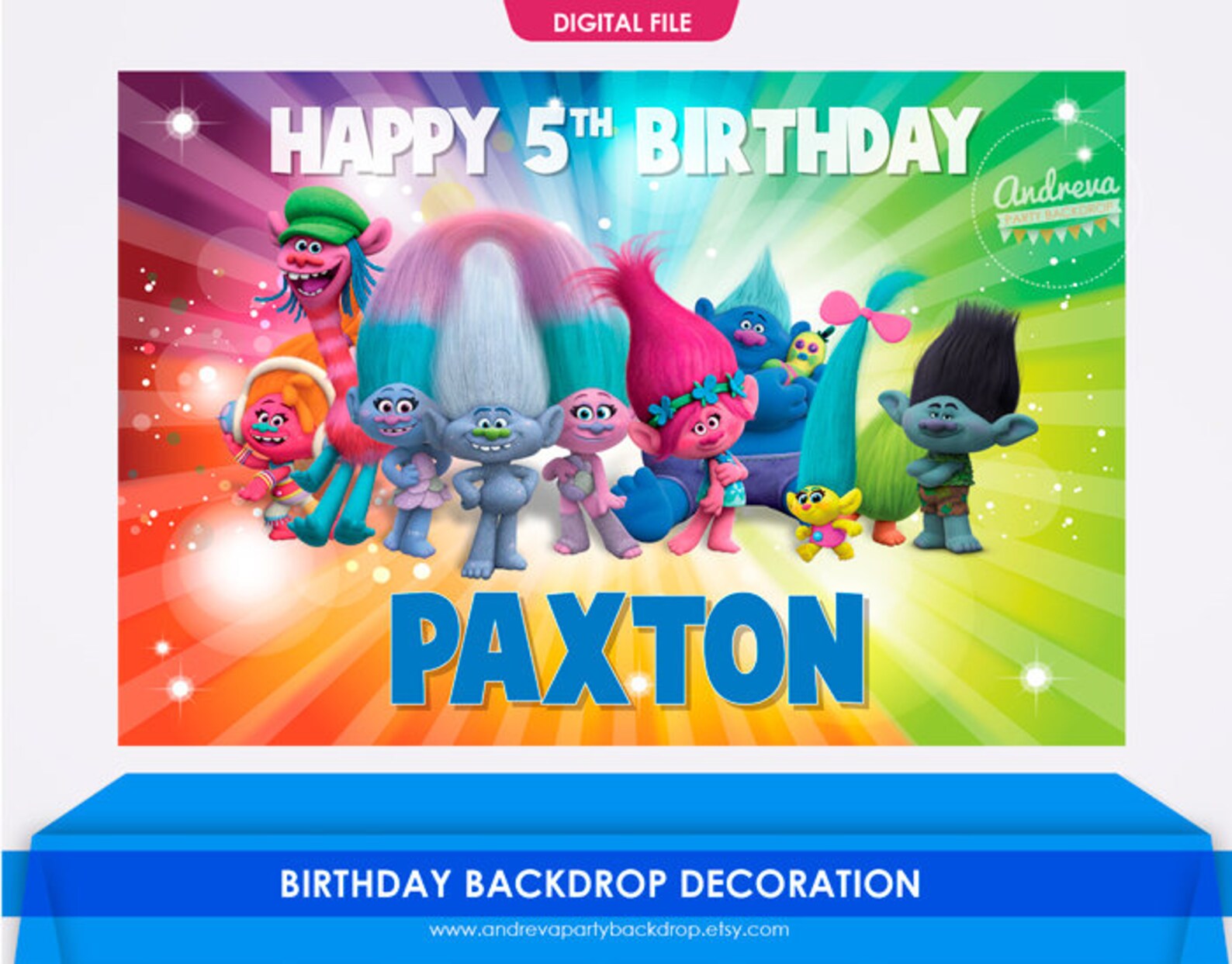 Trolls Birthday Banner Printable Trolls Party Trolls Banner | Etsy