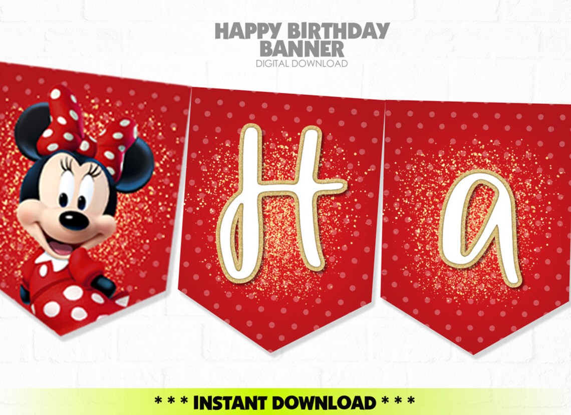 Minnie Mouse Banner Printable Minnie Mouse Birthday Banner Etsy