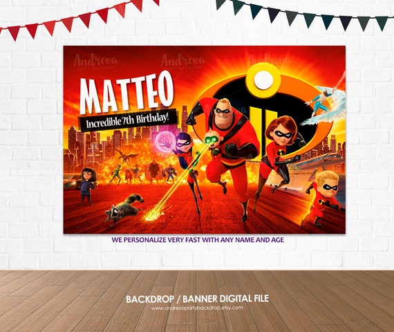 Invitations Posters Cards Personalised Incredibles Birthday Banners