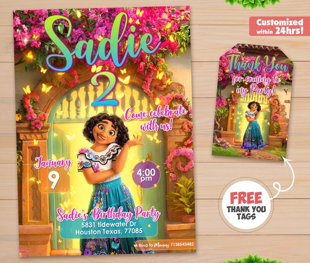 Encanto invitation customize phone Girl Encanto happy birthday invite
