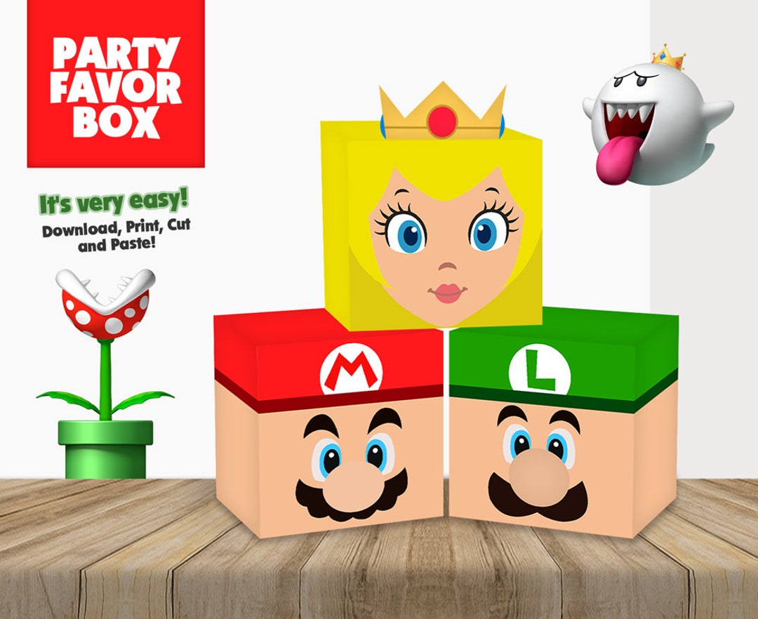 Super Mario Treat Box Diy Printable, Super Mario Party Supplies, Mario ...