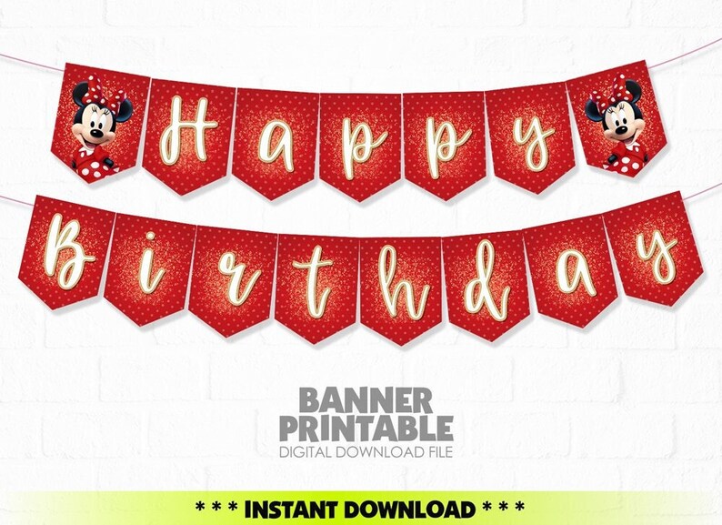 Minnie Mouse Banner Printable Minnie Mouse Birthday Banner - Etsy