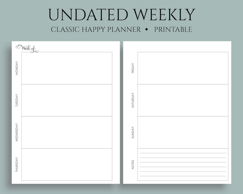 undated weekly printable planner inserts horizontal wo2p