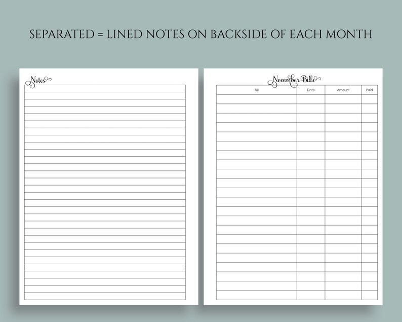 Image: Monthly Bill Pay Tracker Printable Planner Inserts Budget | Etsy