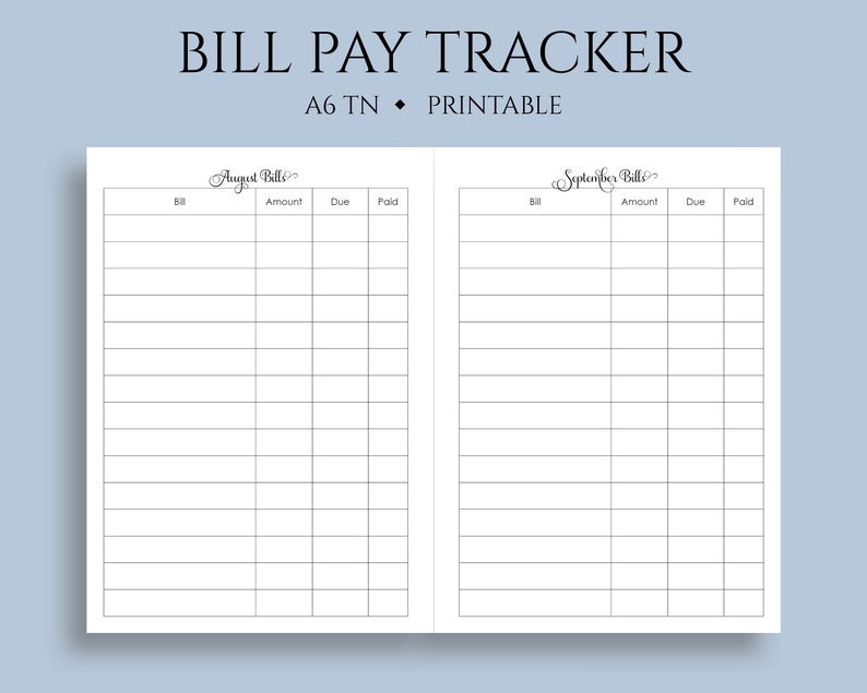 Regular Invoice Spend Tracker Printable Planner Inserts, Finances Web pages, Costs Owing Reminder, Price Organizer ~ A6 TN / No 3 / 4.1\ graphic relating to Bill Pay Printable identify Month-to-month Invoice Spend Tracker Printable Planner Inserts, Spending plan Webpages, Expenses Thanks Reminder, Charge Organizer ~ A6 TN / No 3 / 4.1\