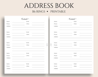 Address Book Printable Planner Inserts Personal Business | Etsy