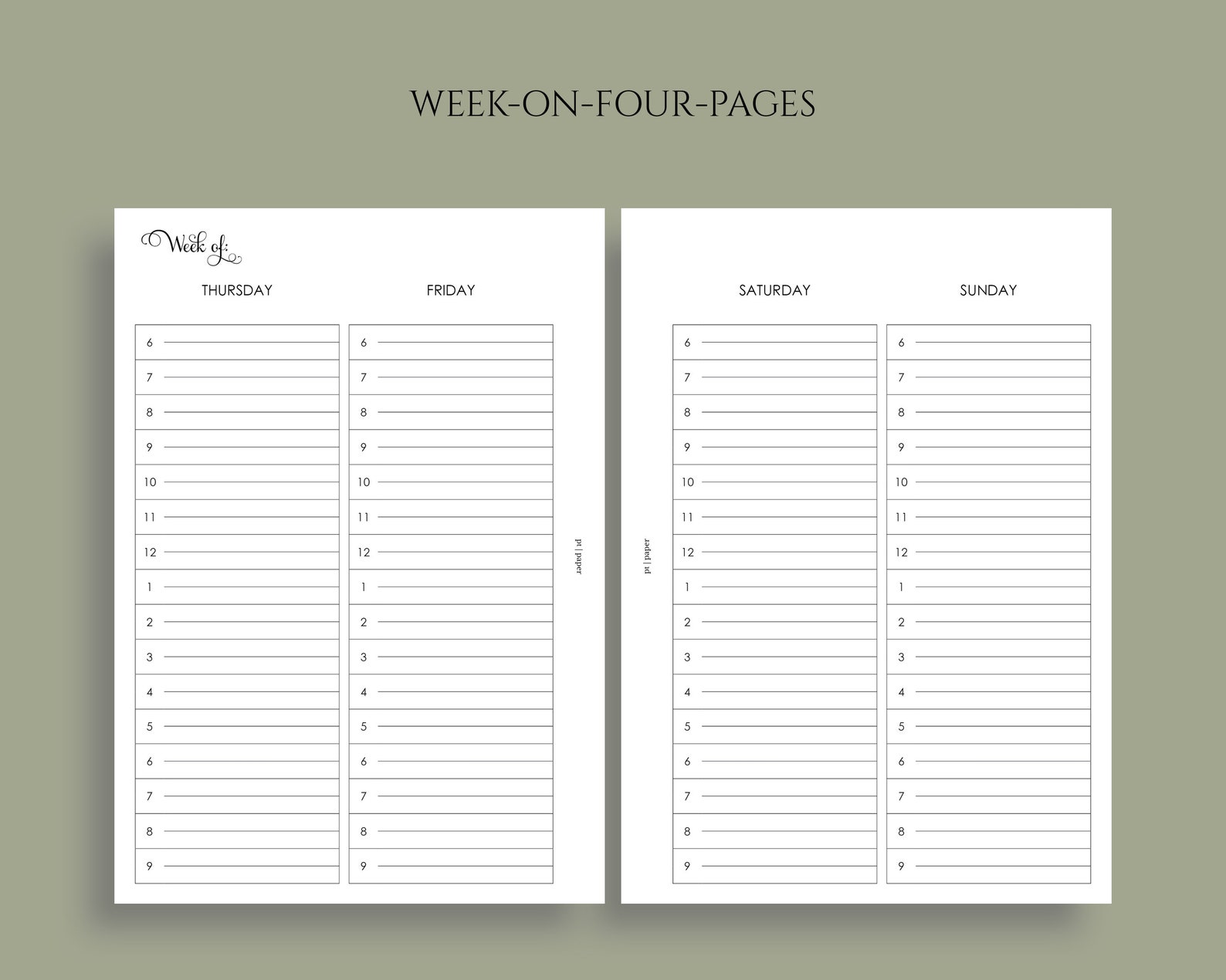 Undated Weekly Printable Planner Inserts WO4P Fourpage Etsy