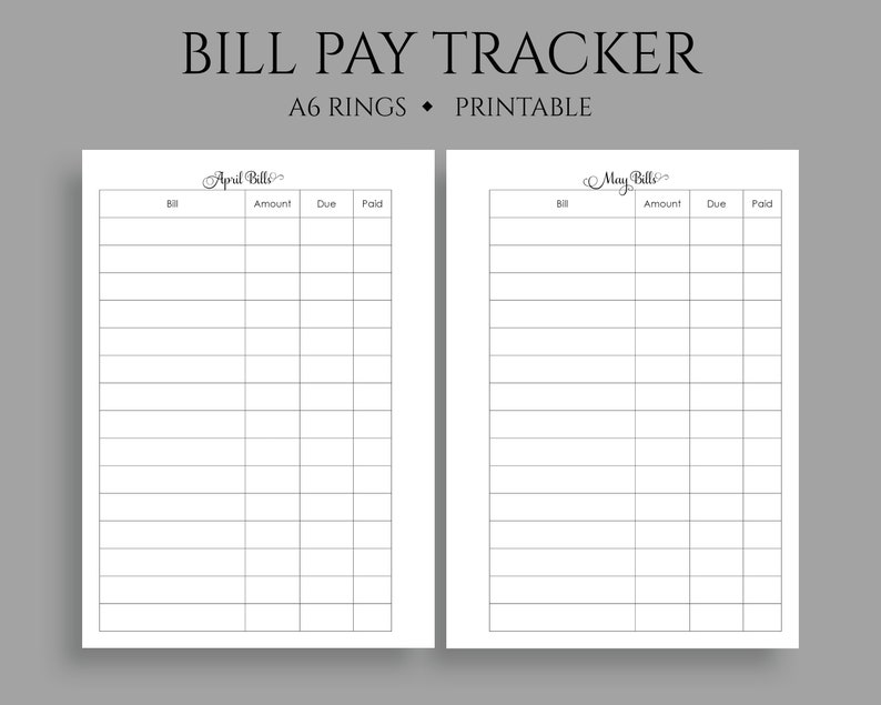 Month-to-month Monthly bill Fork out Tracker Printable Planner Inserts, Spending plan Web pages, Expenses Thanks Reminder, Price Organizer ~ A6 Rings / 4.1 x 5.8\ photo relating to Monthly Bill Tracker Printable called Regular monthly Invoice Fork out Tracker Printable Planner Inserts, Spending plan Internet pages, Expenditures Because of Reminder, Rate Organizer ~ A6 Rings / 4.1 x 5.8\