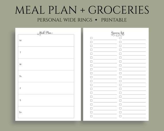 Weekly Meal Planning and Grocery Shopping List Printable | Etsy