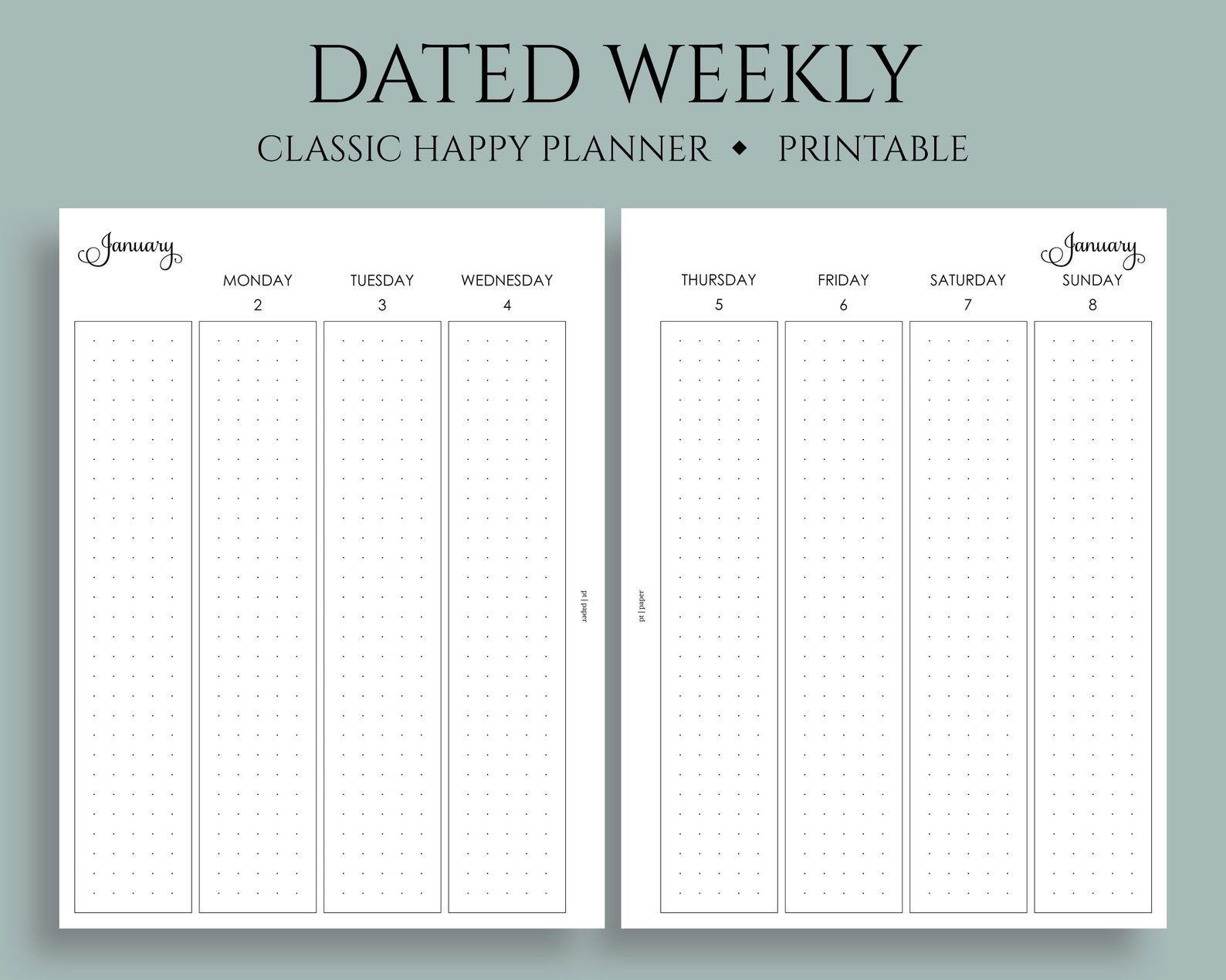 Jan-dec 2023 Dated Weekly Printable Planner Inserts WO2P | Etsy