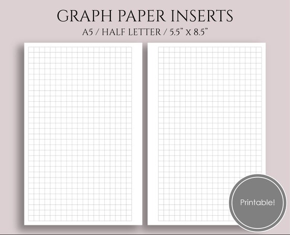 graph paper printable planner inserts square grid 1 4 inch etsy