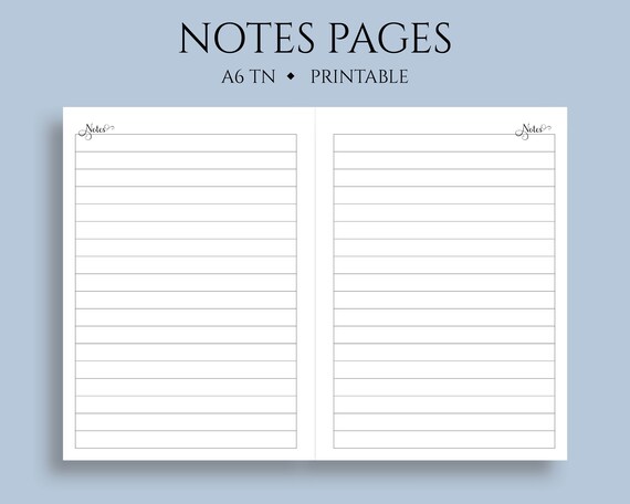 Lined Notes Pages Printable Planner Inserts Medium College Etsy