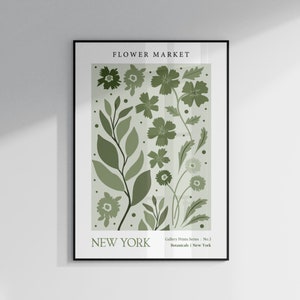 SET OF 3 UNFRAMED Flower Market Prints, Sage Green Botanical Wall Art ...