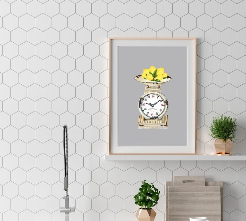 Kitchen Prints Kitchen Wall Art Yellow and Grey Kitchen Etsy UK