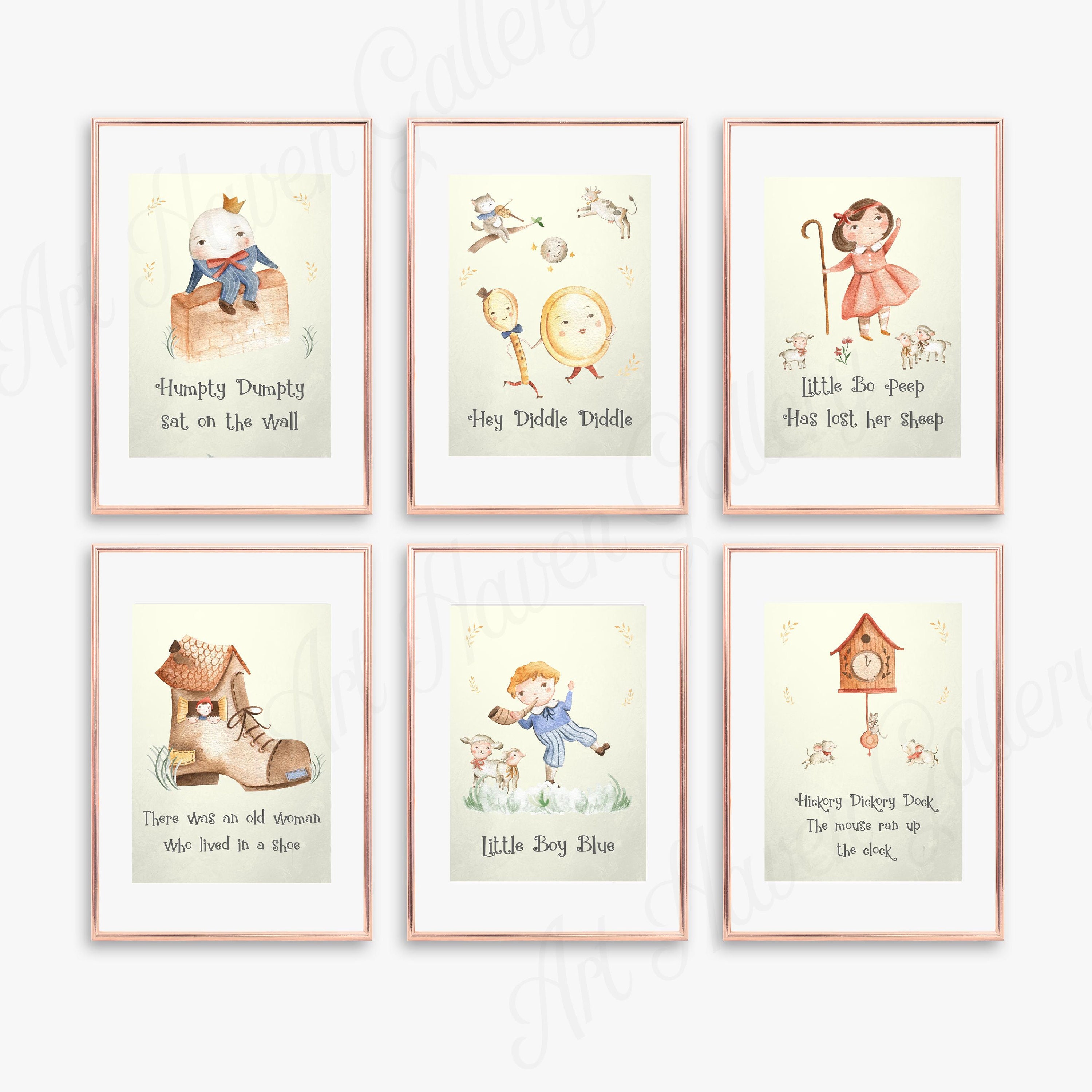 Nursery Rhyme Wall Art Vintage Style Nursery Prints Gallery | Etsy