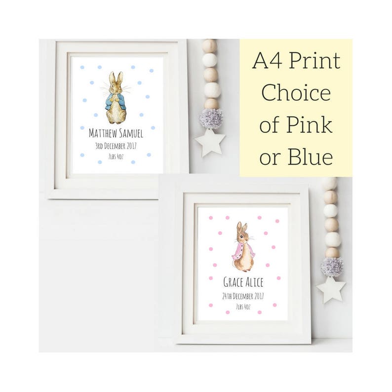 A4 Personalised Beatrix Potter New Baby Welcome To The World Keepsake