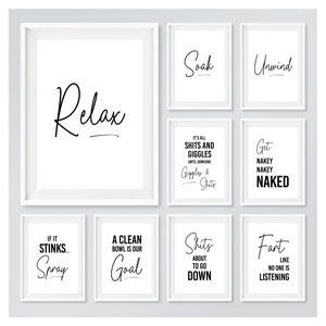 Bathroom Prints Black and White Bathroom Print Bathroom Wall - Etsy UK