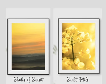 Yellow Wall Art, Yellow Photography Prints, Yellow Botanical Wall Art Prints, Sunflower Print, Mustard Living Room Poster Picture Home Decor