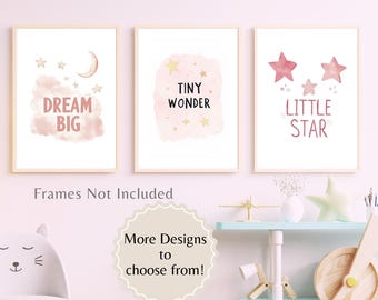 Girls Pink Nursery Wall Prints, Girls Bedroom Wall Art, Be Kind Print, Nursery Prints, Inspirational Quotes, Girls Room Pictures