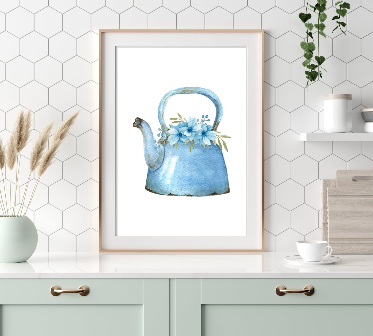 Kitchen Prints Kitchen Wall Art Blue and Grey Kitchen Print Etsy