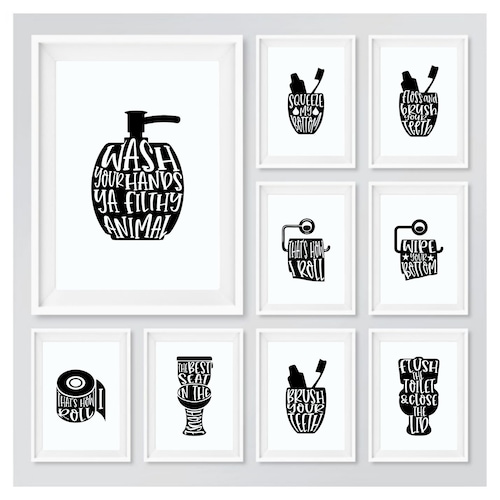 Funny Bathroom Prints Black and White Bathroom Print Etsy UK