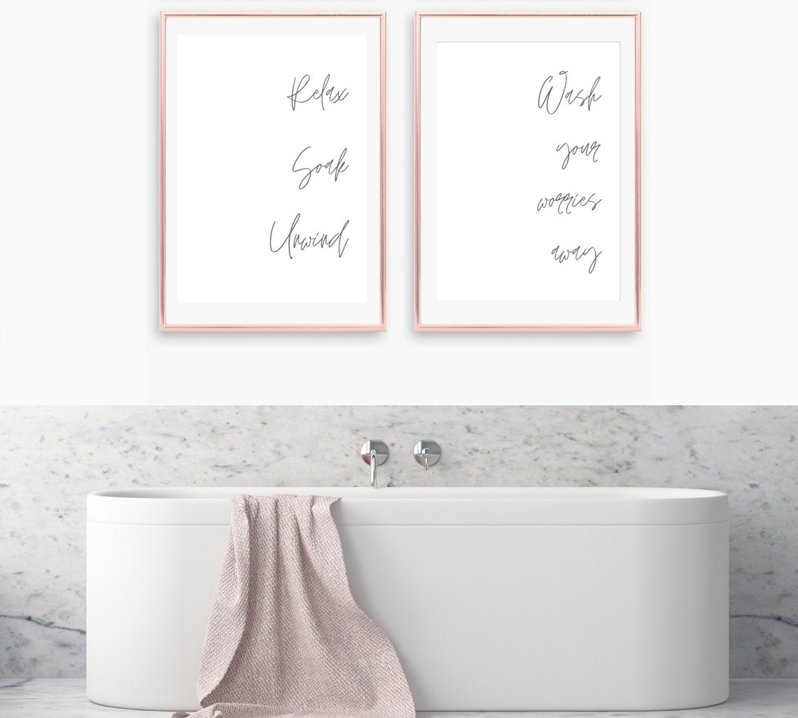 SET OF 2 Bathroom Prints Bathroom Print Grey Bathroom Wall - Etsy UK