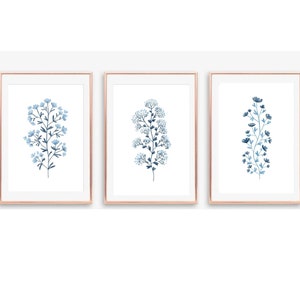 Blue Prints, Blue Wall Art, Bedroom Prints, Flower Prints, Floral Print, Blue Art, Home Decor, Home Office Prints, Pastel Blue Art