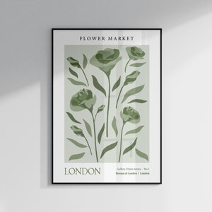 SET OF 3 UNFRAMED Flower Market Prints, Sage Green Botanical Wall Art ...