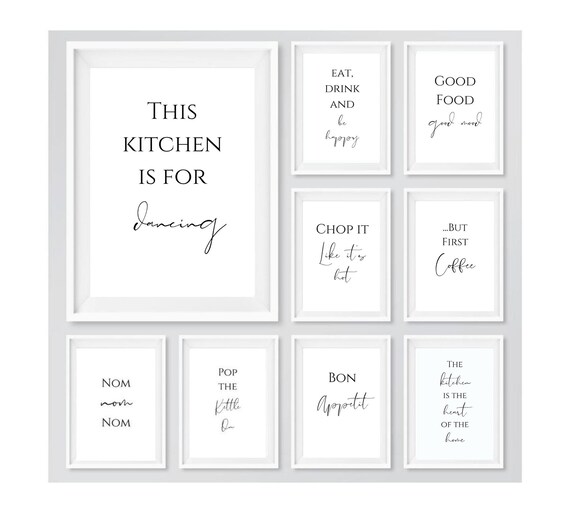 Kitchen Prints Kitchen Wall Art Black and White Kitchen Etsy UK