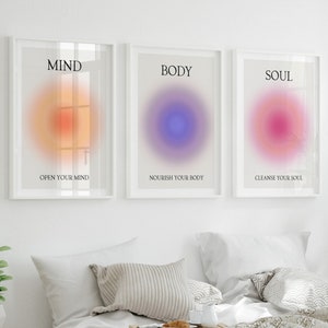 Set of 3 Aura Prints, Aura Gradient Quote Wall Art Prints, SET OF 3 Motivational Prints, Positive Quote, Inspirational Spiritual Prints