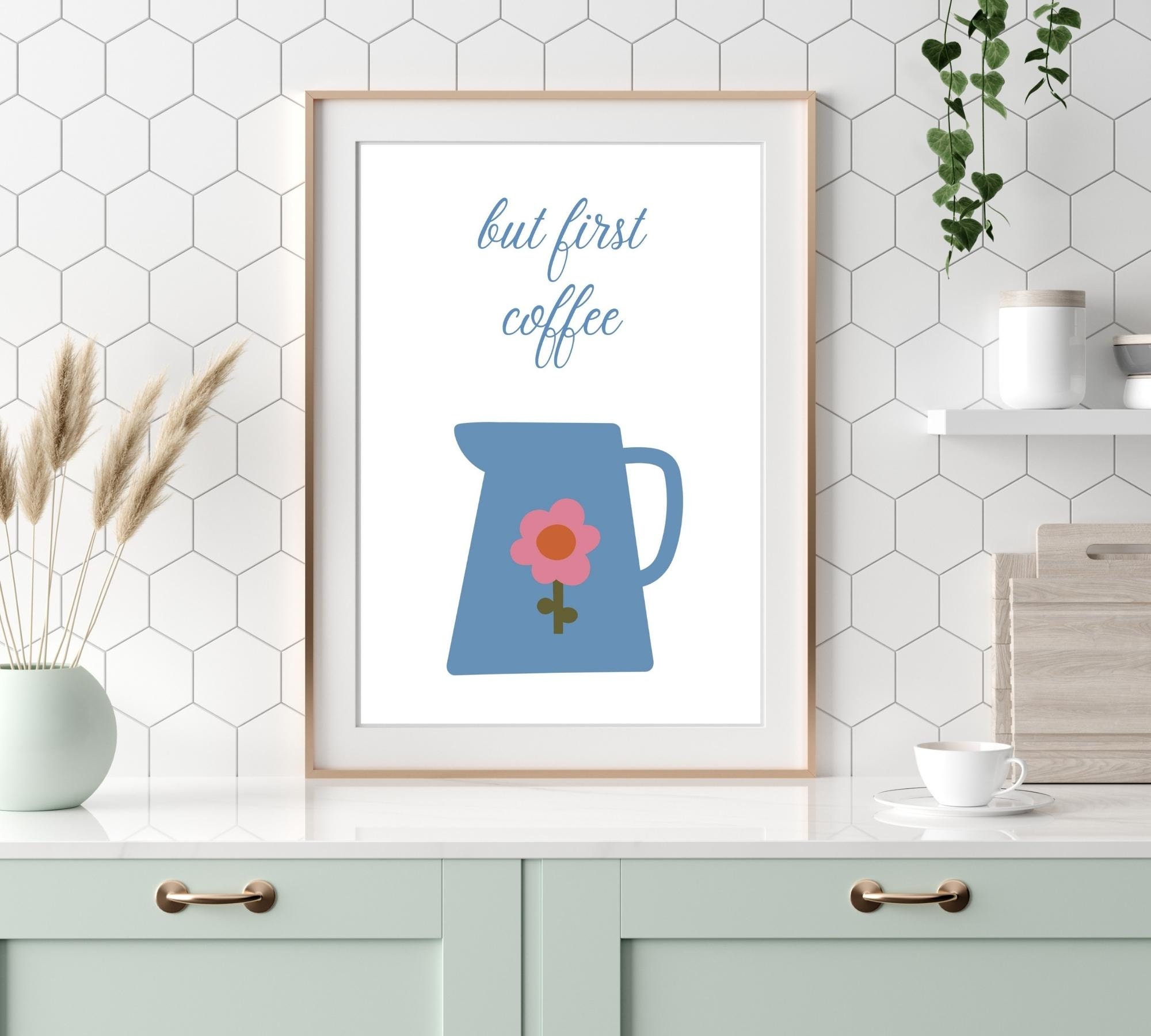 Kitchen Prints Blue Kitchen Wall Art SET OF 2 Modern Kitchen Etsy UK