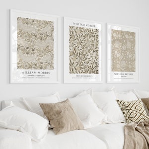 William Morris Prints, Set of 3, Gallery Wall Art, Neutral Wall