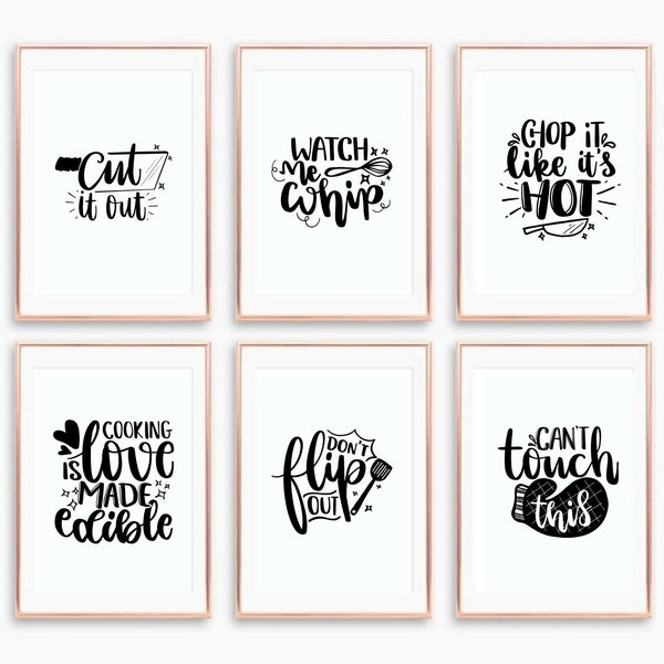 Kitchen Prints, Kitchen Wall Art, Kitchen Print, Black and White Prints, Chop it like its Hot, Kitchen Quotes, Kitchen Quote Decor