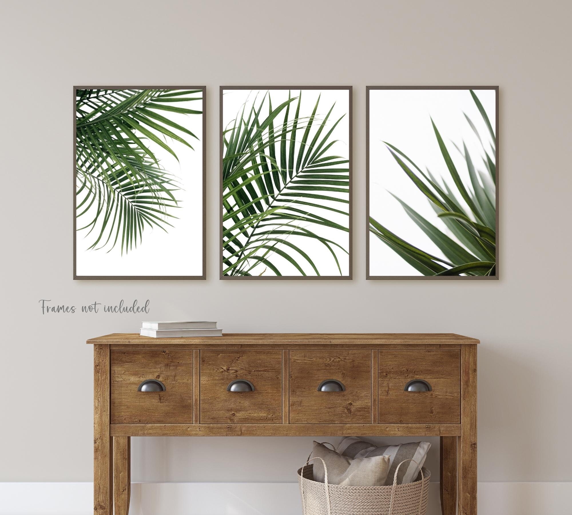 Leaf Prints Botanical Palm Leaf Wall Art SET OF 3 Green Etsy UK