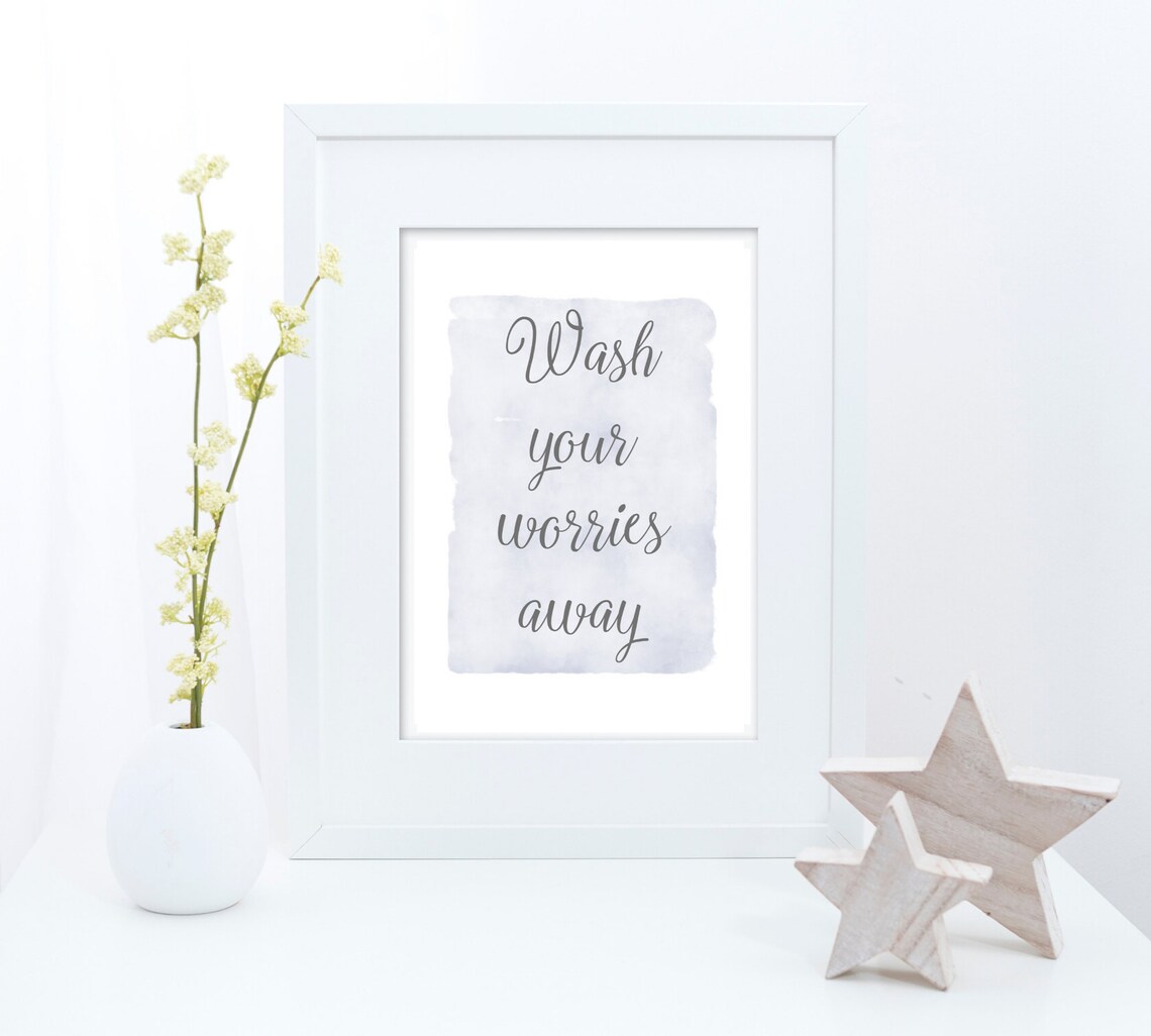 Bathroom Prints Grey Bathroom Wall Art Bathroom Quotes Grey Etsy UK