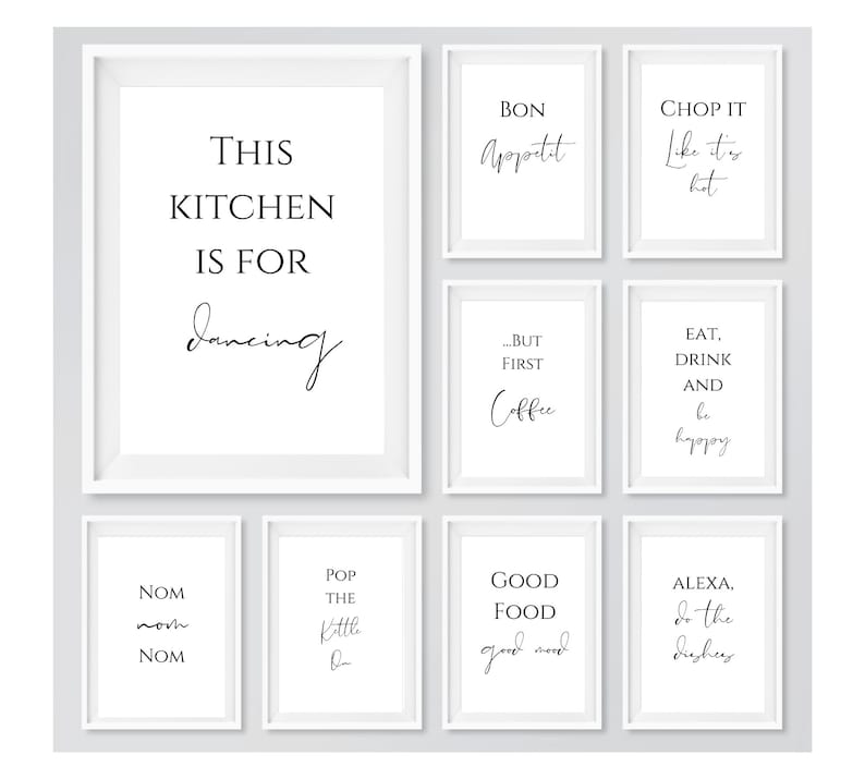 Kitchen Prints Kitchen Wall Art Black and White Kitchen Etsy