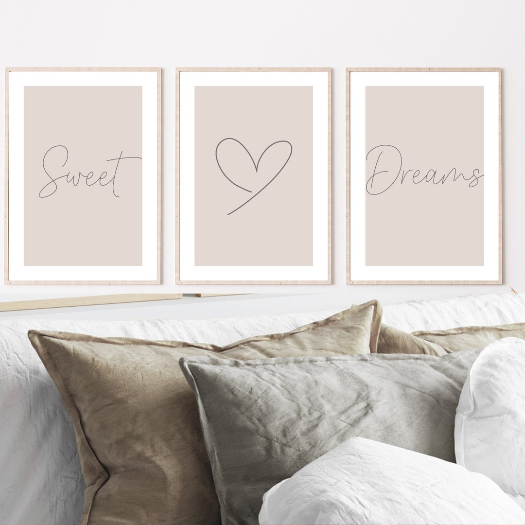 Bedroom Wall Art Sweet Dream Prints Beige Bedroom Decor Etsy UK