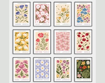 Flower Market Prints, Travel Poster, Floral Print, Living Room Pictures, Bedroom Prints, Floral Posters, Flower Market Modern Wall Art