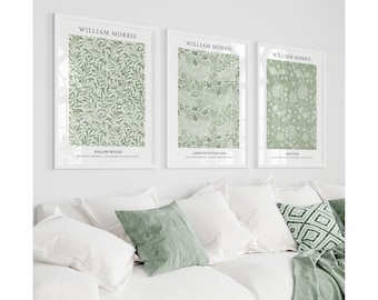 William Morris Prints, Sage Green Prints, Bedroom Posters, Living Room Prints, Botanical Wall Art Prints William Morris Green Pictures
