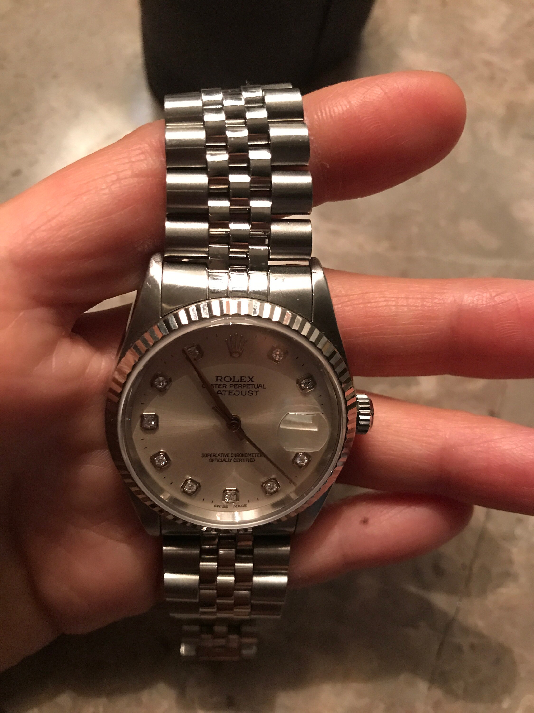 Pre-owned Rolex Date Just Diamond Men 