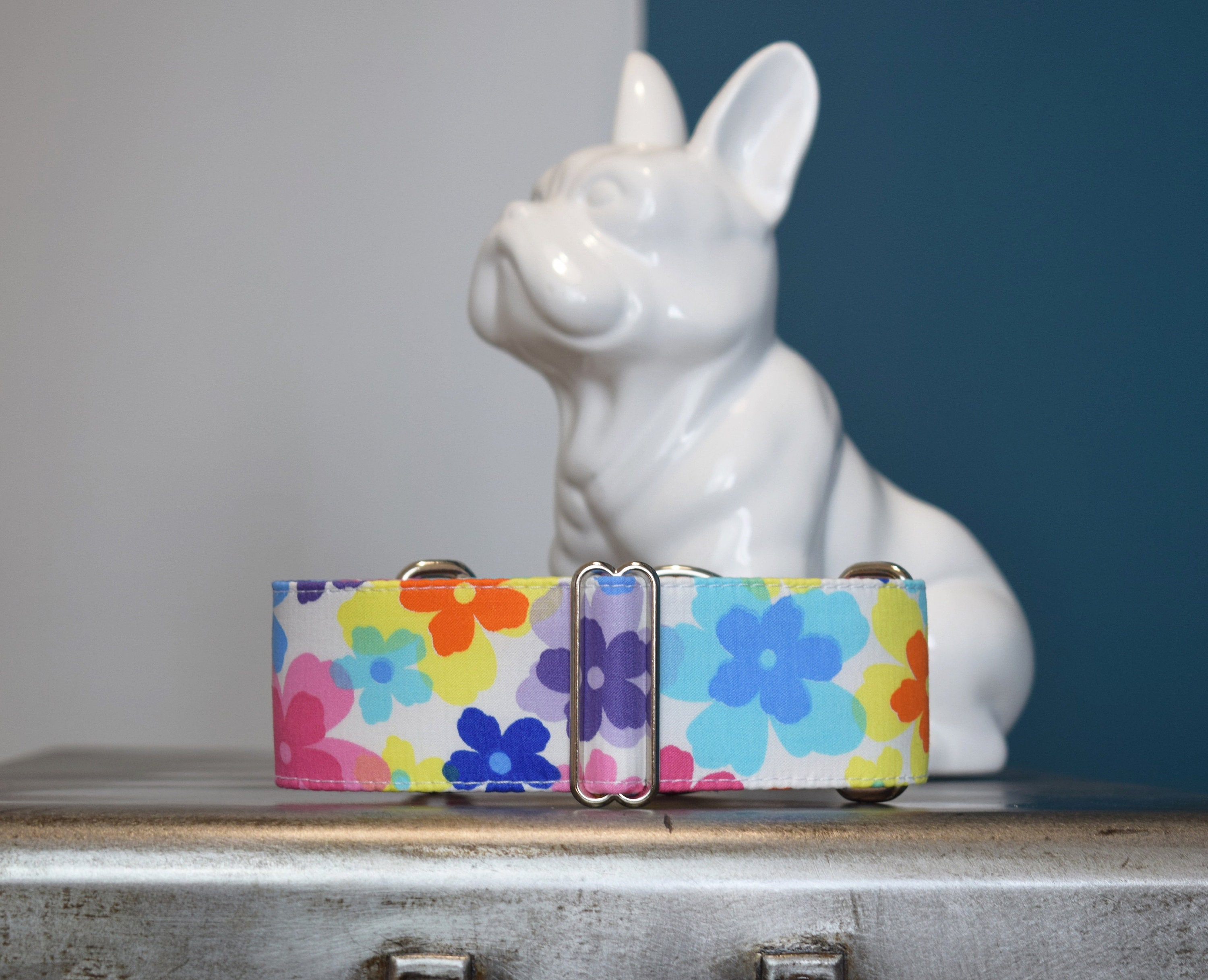 Collier Pour Chiens Réglable, Martingale ou Clip, Lévrier, Fleurs