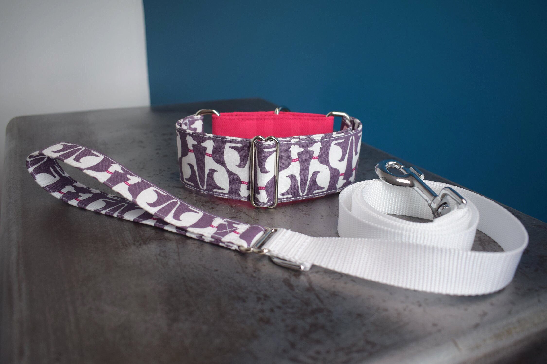 Kit Adoptant Lévrier Galgo, Collier Martingale Centrée et Laisse Réglable